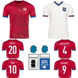 2024-25 Nationalmannschaft Serbien Fußball 20 Milinkovic-Savic Jersey Man Euro Cup 20 Sergej 22 Lukic 14 Zivkovic 13 Masovic 8 Jovic 9 Mitrovic Tadic Football Shirt Kits