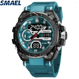 Нарученные часы Smael Brand Sport Watches 50 млн. WateProte Dual Time Display светодиод 8029 Spectwatches Alarm Многофункциональные мужчины