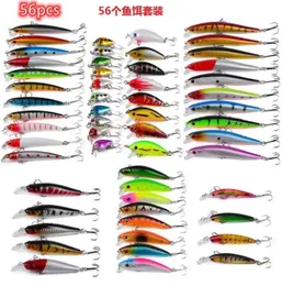 Balıkçılık Bir Set56 PCS Fishing Sert Yem Mini Minnow Yüzen Salıncak Krankbait Çılgın Wobblers Yapay Biyonik Krank Lures317i9966379