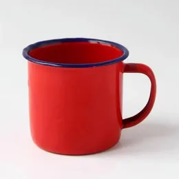 Retro emalj kopp vatten mugg slät yta tumbler cup emalj kaffemugg öl kopp dricka kopp