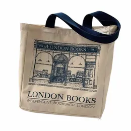 Bolsa de ombro de lona feminina Livros LD Prind Ladies Bolsa casual bolsa