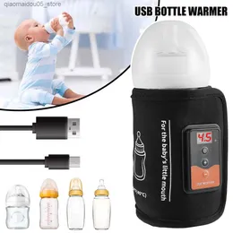 Bottle Warmers Sterilizers# Baby bottle heater with adjustable heating temperature USB powered hot milk tool portable baby bottle hot bag Q240416