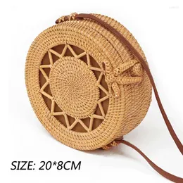 Bolsas de noite Amberler Designer Straw Beach Praia de alta qualidade Rattan Ladies ombro de bolsa redonda Moda de verão Crossbody Circular