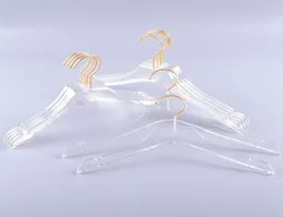 Luksusowe wieszaki na ubrania Wyczyść wieszaki akrylowe z złotym haczykiem przezroczyste koszule z wycięciami dla Lady Kids9697516