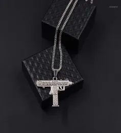 Hip Hop Buzlu Çıkış Tam Rhinestone Numarası Makineli Tüfek Peniş 2021 Kolyeler Mevcut Bling Rapçi Takı Chains5651656