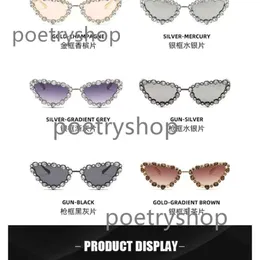 Designer sunglasses New cat-eye diamond-encrusted sunglasses Personality all metal geometric triangle hand-crafted diamond glasses sunglasses