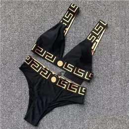 السباحة ارتداء نساء البيكيني مجموعة ملابس السباحة مع خطاب Desinger Swimsuits أزياء الصيف بدلة الاستحمام