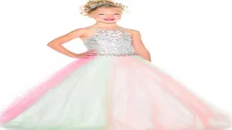 Bright Rainbow Tullesequins remmar Pärlor Flower Girl Dresses Girls039 Pageant Dresses Birthday Holidays klänningar Anpassad storlek 23495052