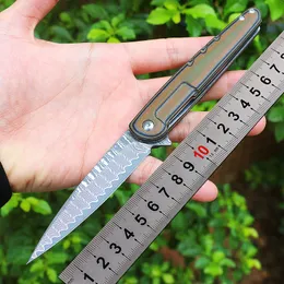 Coltello pieghevole per flipper Vendita calda VG10 Damasco in acciaio inossidabile in acciaio inossidabile + g10 cuscinetto a sfera EDC a sfera veloce