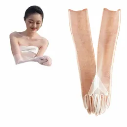 LG Tulle Bridal Dr Gloves Simple Five Finger Pair One Bride Glove انظر من خلال قفازات الزفاف B60H#
