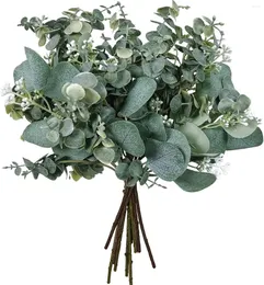 Decorative Flowers 10Pcs Mixed Artificial Oval Eucalyptus Leaves Stems And Spray For Vase Floral Wreath Bouquets Wedding Greenery Decoration