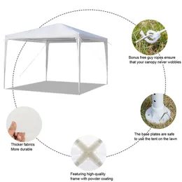 3 x 3m Waterproof Tent with Spiral Tubes White