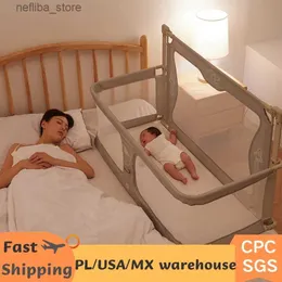 フレグランスシンプルで軽量のベビーベッドデュアル使用快適な幼児ベッドベッドの中の安全保護ベッドサイドベビーベッドL410の設置が簡単