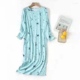 Kvinnors sömnkläder komfort tryckt Summer Nightshirts S-XL Cotton T-shirt Nattklänningar Skjorta 65% Sleep Spring Sleepshirts