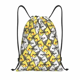 parrot Birds Cockatiel Squad Drawstring Backpack Sports Gym Bag for Men Women Animal Shop Sackpack A0Br#