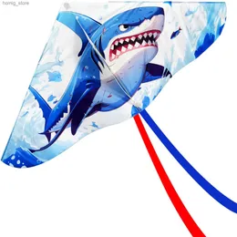 Kite Accessoires 2024 Neuer Outdoor Fun Sports Shark Kite für Anfänger Delta Kites für Kinder und Erwachsene kommen mit Schnur und Handle Easy to Fly Y240416