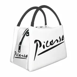 Pablo Picasso Signature Thermal Isolierte Lunchbeutel Tier Skizzen Tragbare Mittagessen für Outdoor -Kamera Reise Meal Food Box P1OI#