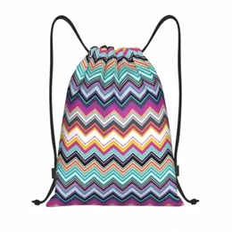 color Layers Zig Zag Drawstring Bag Women Men Portable Sports Gym Sackpack Bohemian Camoue Modern Shop Storage Backpacks 56BY#