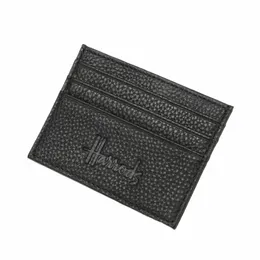 Porta della carta di credito minimalista sottile Frt Pocket Pocket Case di carte in pelle genuina per donne e uomini Protezione slot di carta A7ZA#