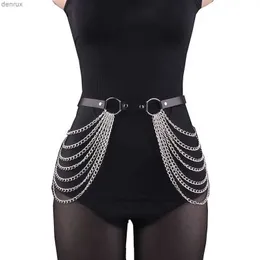 Taillenkettengürtel Frauen sexy Beinketten Kabelbaum Strumpfband Taille Korsettgürtel Ledergurte Taille Oberschenkelgurt Gothic Clothing Accessoryl240416