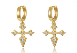 Hoopörhängen 925 Sterling Silver Earring Personlig Zircon Cross Short Pendant Ear Ring Bone Trend Cute Female Girl Jewelry5039848