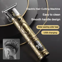 Máquina de corte de cabelo elétrico de barbeadores USB Carregamento T9 Líquido Cristalador de cristal macho barbeiro profissional barba barba cortadora de barbear elétrico