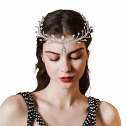 Fi Sier Rhineste Bridal Forhead łańcuch ręcznie robiony Diamd Headband Wedding Headdr Jewelry Acries A3f7#