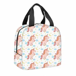cute Unicorn Print Lunch Bags Students School Food Bag boys gils Picnic Bag Food Pouch Women Lunch Box Outdoor Hiking Food Bag k1Gy#