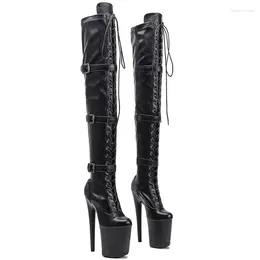 Tanzschuhe 20 cm/8 Zoll PU Upper Moderne sexy Nachtclub Stange High Heel Plattform Frauen Over-Knie-Stiefel 045