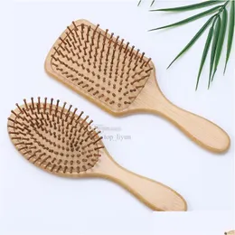 Haarbürsten neue Holzbambuskamm Kamm Gesunde Paddelbürste Mas Haarbürste Kopfhaut Combs Styler Styling -Werkzeuge Drop Lieferung Produkte OTHG6