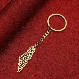 Keychains rostfritt stål Palestina karta hängande halsband för män kvinnor arabisk nyckelring