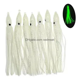 1000 peças Saias de lula de borracha 5cm 9cm 11cm Lures de pesca macia Octopus hoochie iscas de água salgada entrega de água salgada dhe6w