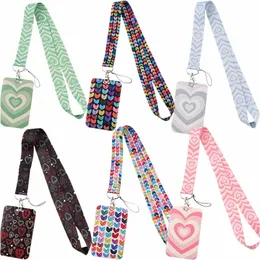 Love Heart Series Colorful Lanyards ID Badge Holder Keychain Nyckelhållare Hang Rope Keyrings Accores för familjevänner gåvor Y5JP#