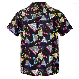 Camisas casuais masculinas Camisa de manga curta da praia dos anos 80 roupas de fantasia para impressão completa 3D Funny Funny T Women Women Retro Button Up Up