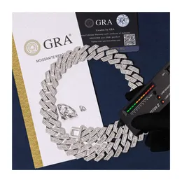 Pass Diamond Tester 20 mm kwadratowe diamenty 100% szterling sier biżuteria kubańska branscet naszyjnik vvs moissanite