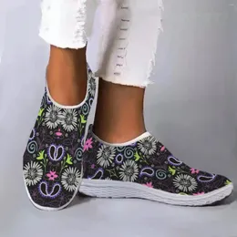 Sapatos casuais instanttartts boho/abstrato design swoafers de impressão floral/floral slip-on confortável tênis feminino de malha