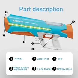 ألعاب Gun Strong Electric Shooting Water Gun Toys Automatic High Pressure Racherption Amporption Outdoor Pool Game Toy For Boys Kids 240416