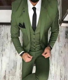 Nowy 2019 Men039 S Tux Oilve Zielony niebieski garnitur ślubny 3cece Slim Fit Blazer Classic Groomsmen for Party Suits BLA6820545