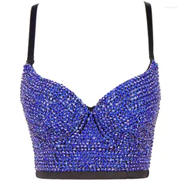 Stage Wear Colorful Studded SuSpender With Full Sky StarS Water DiamonDs Beautiful Back Shiny And Shaped Vest Navel ExposEd Bra