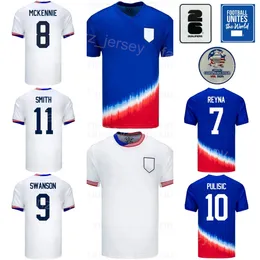 남자 축구 USA 1 Matt Turner Jerseys 24/25 국가 팀 7 Giovanni Reyna 9 Ricardo Pepi 10 Christa Pulisic 13 Alex Morgan 14 Haji Wright 축구 셔츠 코파 아메리카