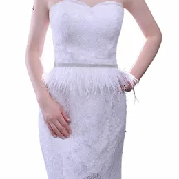 Topqueen Bride Wedding Dr Belts White Feather Designer S Female Party Prom Evening Paliw Paliw Access S496A J0JB#