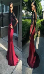 Piękne długie rękawowe Nigerian Lace Sukienki balowe same bez pleców afrykańskie tanie impreza formalne wieczorne sukienki szatę de so7727188