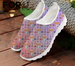 Casual Shoes FORUDESIGNS Cute Cartoon Caring Pattern Slip-on Loafers For Women Super Light Mesh Ladies Summer Flat Footwear
