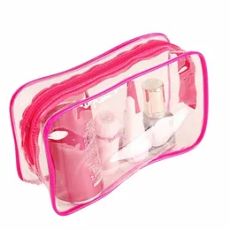 women Portable Toiletry Makeup Pouch Cosmetic Zip Plastic Bag Transparent y4Fc#