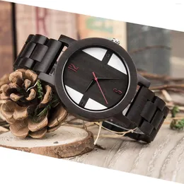 腕時計ファンダオファッションチャームエボニーウッドウォッチ6時と12ダイヤルメンズ木製クォーツムーブメントラグジュアリーギフト
