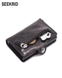 MEN039S Totista de cartão de crédito de alumínio RFID Bloqueio de metal hasp titular de cartão macho slim smart carteira de couro moeda de moeda de bolso F7263926