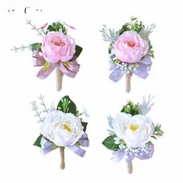 Boutniere Männer Hochzeit Corsage Pin FR Seidenbänder Bräutigam Boutniere Butthole Hochzeitsplaner Ehe Corsage frs o47f#