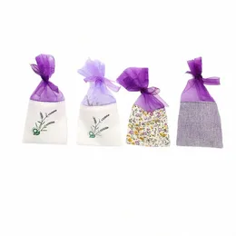 10st/Lot DrawString Bag Floral Printing Lavender Påsar Tom Fragrance Pouch Sachets Bag Gift J1KV#