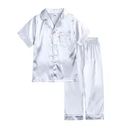 Bambini Summer Pigiamas Kids Kids Homewear Homewear Silk Top a maniche corte Short Short Pants Sleep Abbigliamento da notte Abbigliamento da notte Set di pigiami2802794