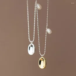 المعلقات S925 Silver Retro Pearl Bean Bean Necklace for Women Simple Light Bead Chain Clavicle Girls Girls Gift